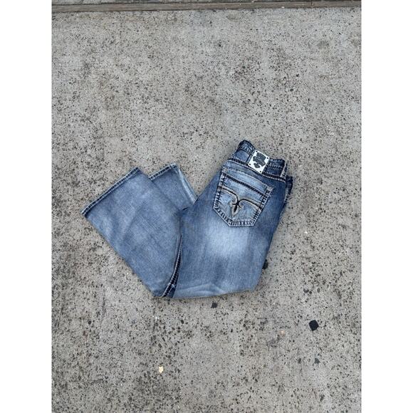 Rock Revival Distressed Blue Straight Jeans - Picture 3 of 16